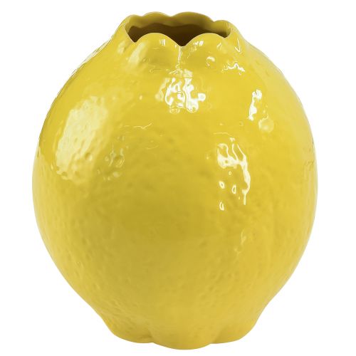 Floristik24 Jarrón de cerámica decoración limón amarillo Mediterráneo Ø12cm H14,5cm