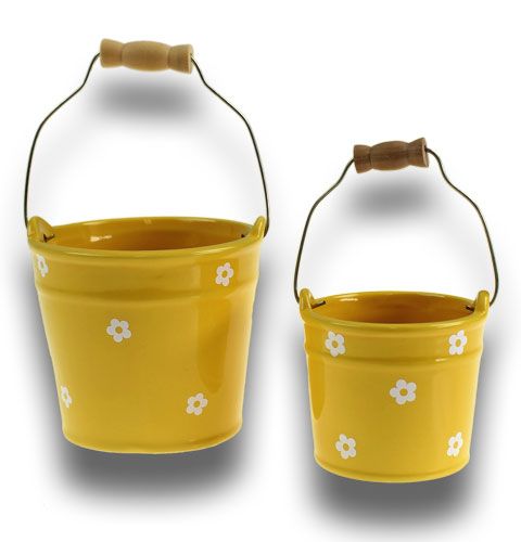 Floristik24 Cubo de cerámica grande amarillo
