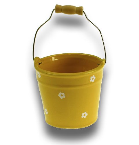 Floristik24 Cubo de cerámica grande amarillo