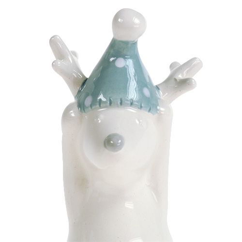 Artículo Figura de cerámica reno 11cm, 12cm blanco 2uds