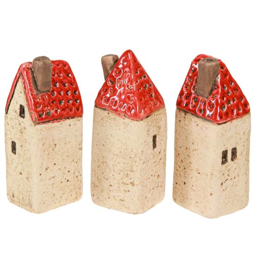 Artículo Casitas de cerámica, pequeñas casas decorativas, decoración de otoño, H8cm, 6 piezas