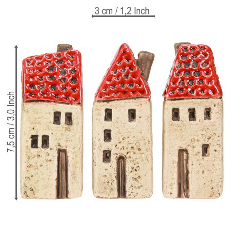 Artículo Casitas de cerámica, pequeñas casas decorativas, decoración de otoño, H8cm, 6 piezas