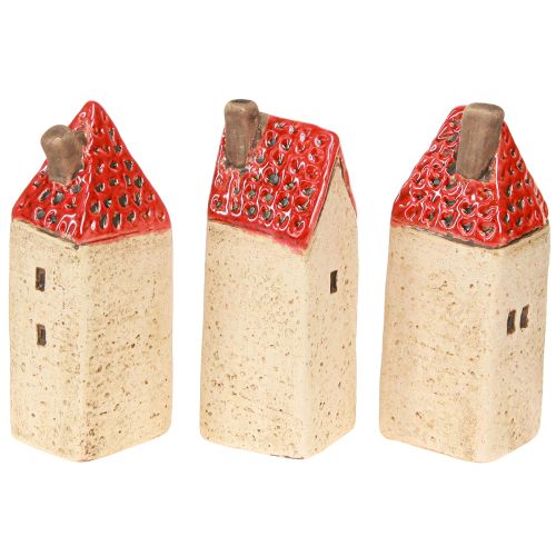 Artículo Decoración de mesa de casa de cerámica casas de cerámica H11cm 3 piezas