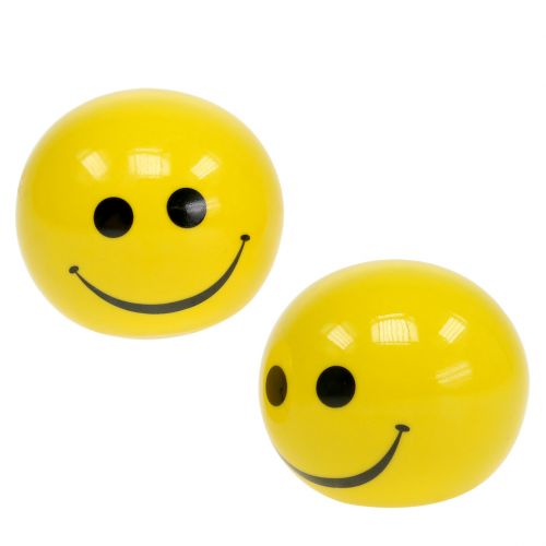 Floristik24 Bola de cerámica con emoticon amarillo Ø5cm H4.5cm 6pcs