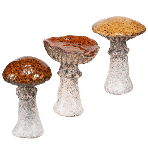 Hongos de cerámica decoración de cerámica hongos naranja amarillo marrón 8cm 3 uds