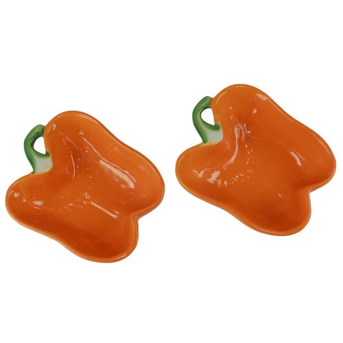 Artículo Cuenco de cerámica cuenco decorativo pimiento naranja 11,5x10x4cm 2ud