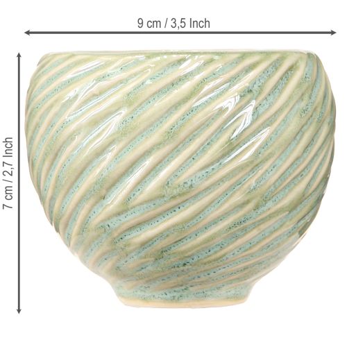 Artículo Cuencos de cerámica con diseño en espiral verde Ø9cm H7cm 4uds