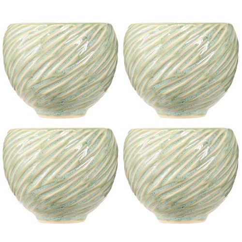 Artículo Cuencos de cerámica con diseño en espiral verde Ø9cm H7cm 4uds