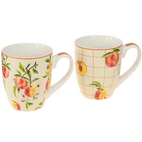 Artículo Taza de cerámica taza de melocotones decoración de cerámica H10,5cm 2 piezas