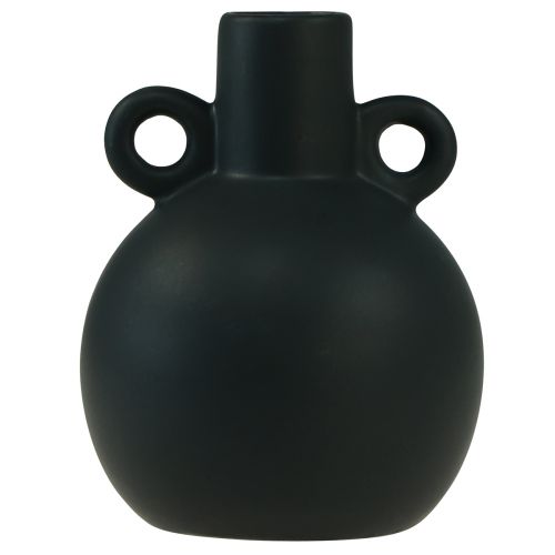Floristik24 Jarrón de cerámica mini jarrón mango negro cerámica Ø8,5cm H12cm