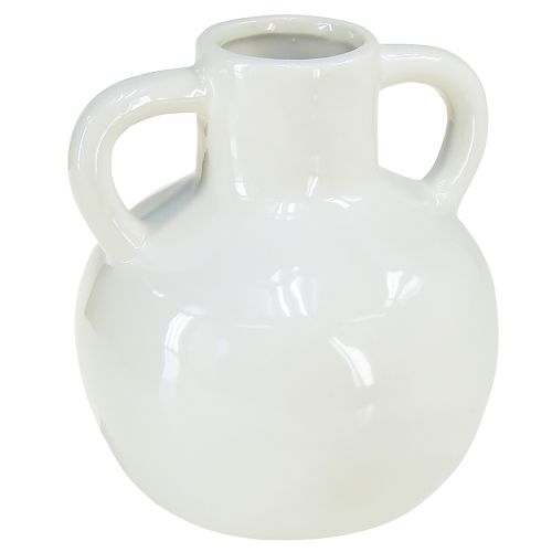 Floristik24 Jarrón de cerámica jarrón blanco con 2 asas de cerámica Ø7cm H11,5cm