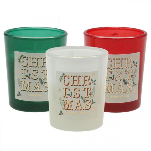 Floristik24 Velas perfumadas en un set de regalo de cristal Velas navideñas 7cm 3pcs