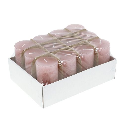 Floristik24 Vela vieja rosa 50mm x 100mm teñida 12pcs
