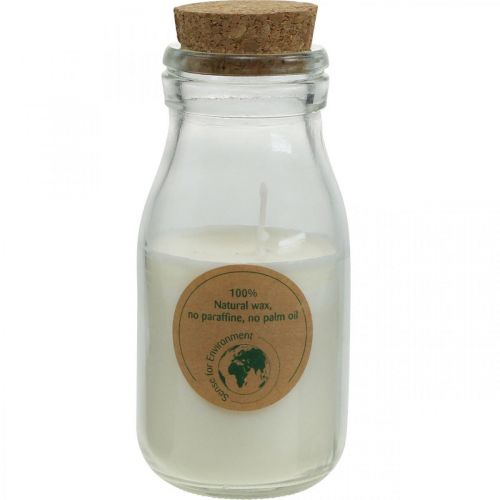 Floristik24 Vela en vaso farol de cera de soja Vela de soja blanca Alt. 12 cm