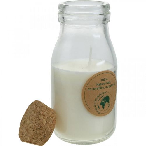 Floristik24 Vela en vaso farol de cera de soja Vela de soja blanca Alt. 12 cm