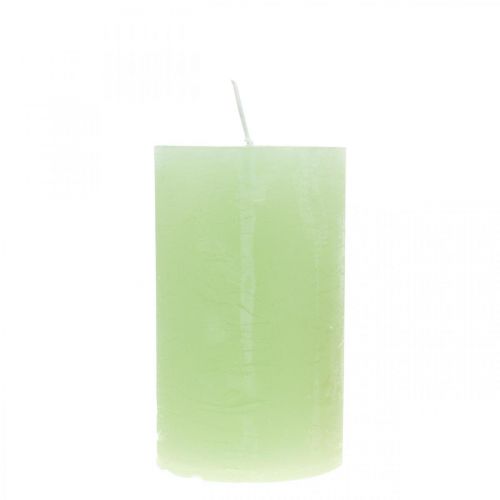 Floristik24 Velas pilar color verde claro 60×100mm 4uds