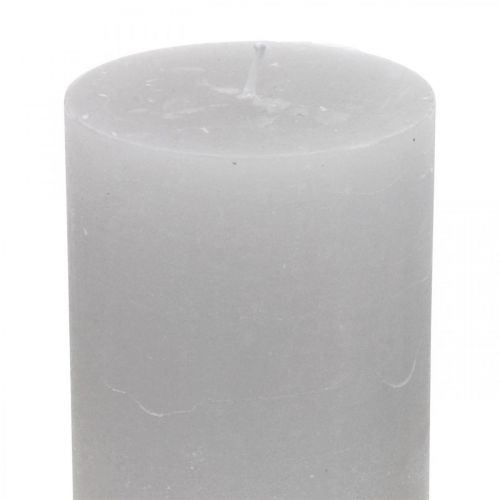 Artículo Velas pilar teñidas gris claro 70×100mm 4uds