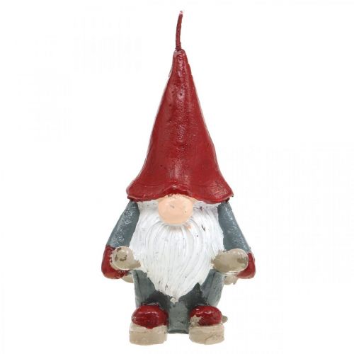 Floristik24 Vela decorativa Elfo navideño, decoración de adviento, elfo con esquís, vela decorativa Al. 12 cm