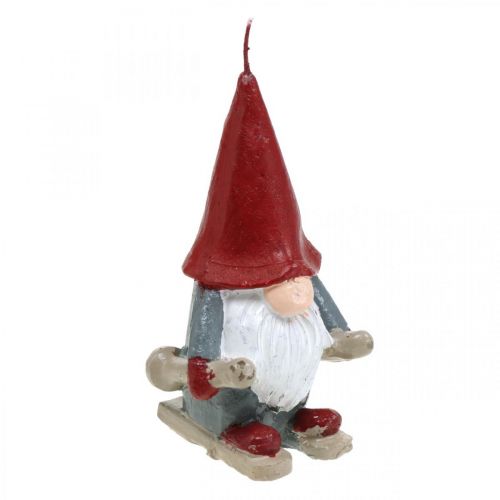 Vela decorativa Elfo navideño, decoración de adviento, elfo con esquís, vela decorativa Al. 12 cm