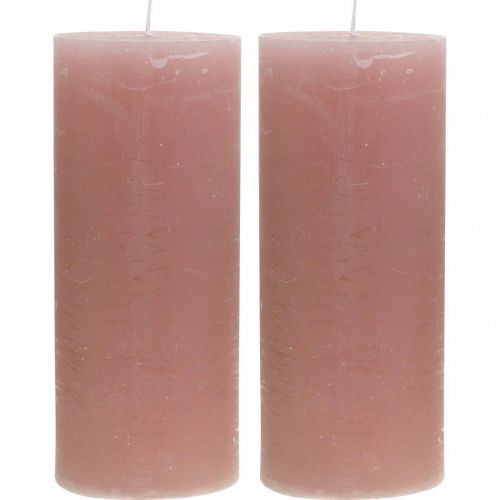 Artículo Velas de pilar teñidas de rosa 85×200mm 2ud