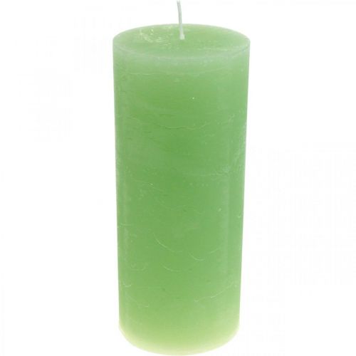 Floristik24 Velas de pilar velas de color liso verde lima 85×200mm 2 piezas