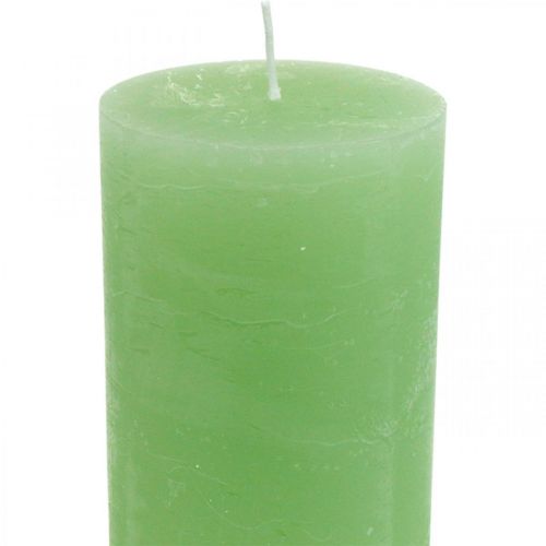 Artículo Velas de pilar velas de color liso verde lima 85×200mm 2 piezas