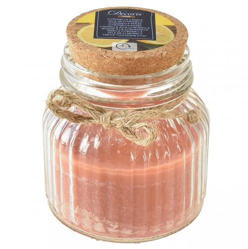 Floristik24 Vela perfumada en vidrio corcho vela de citronela marrón Al. 11,5 cm