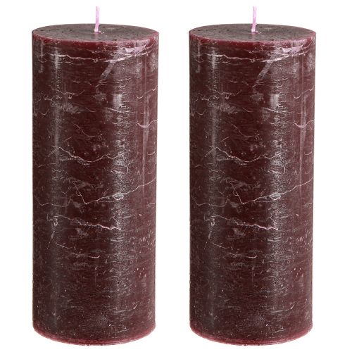Artículo Velas Velas de pilar burdeos color liso 85x200mm 2 piezas