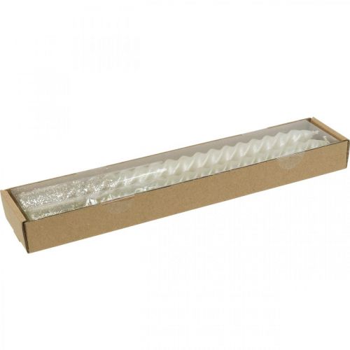 Floristik24 Velas cónicas velas torcidas velas espirales crema 24cm 2uds