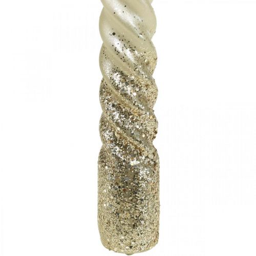 Floristik24 Velas cónicas velas torcidas velas espirales crema 24cm 2uds