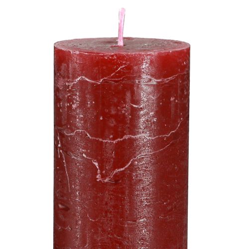 Artículo Velas velas de palo de color liso rojo oscuro 50×300mm 4 piezas