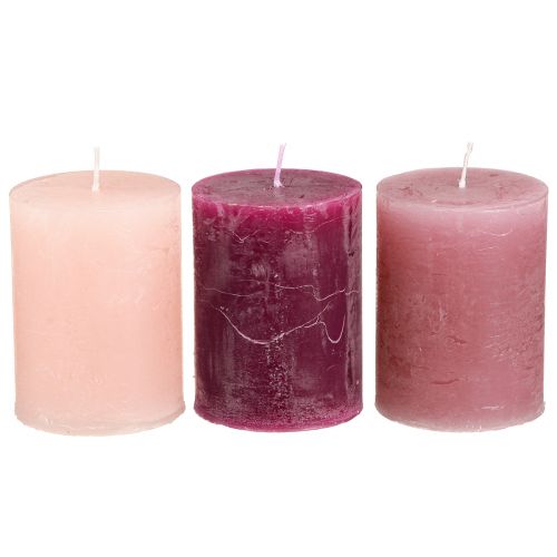 Artículo Velas Velas De Pilar Pink Berry 3 Colores 60x80mm 12uds