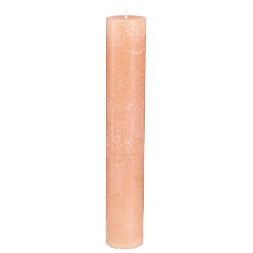 Artículo Velas de palo velas de cera naranja melocotón 50x300mm 4 piezas