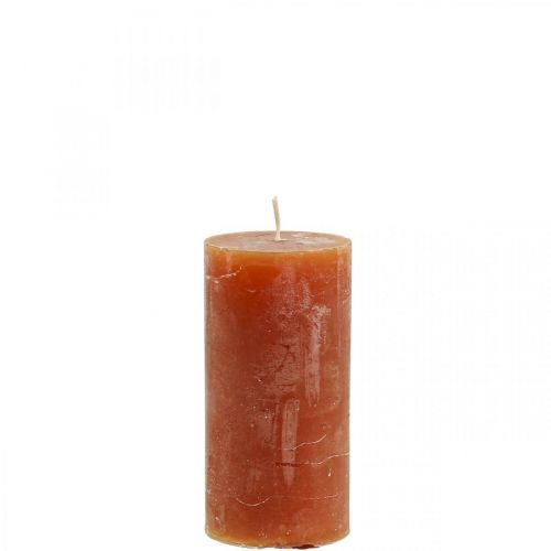 Velas de color liso velas de pilar rojo-marrón 50×100mm 4 piezas