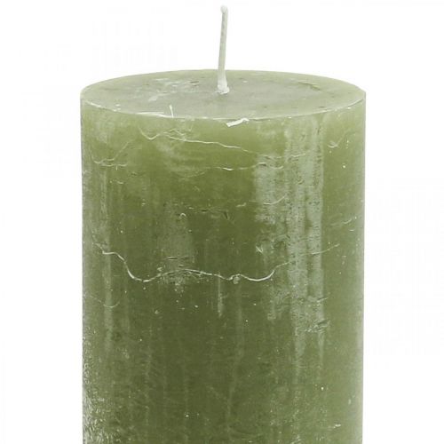 Floristik24 Velas de colores sólidos velas de pilar verde oliva 60×100mm 4pcs