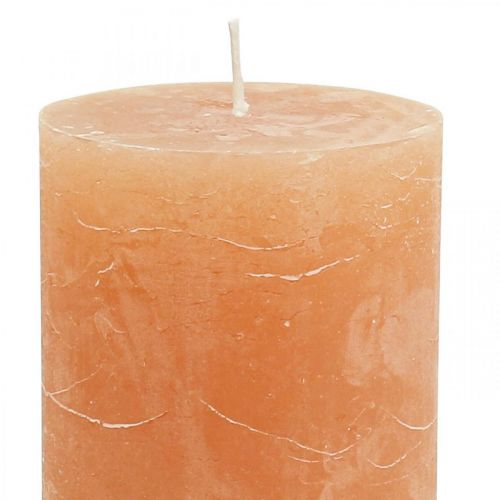Artículo Velas de color liso Velas de pilar Naranja Melocotón 70×100mm 4 piezas