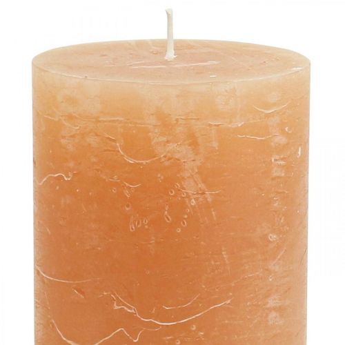 Artículo Velas de color liso Velas de pilar Naranja Melocotón 70×120mm 4 piezas