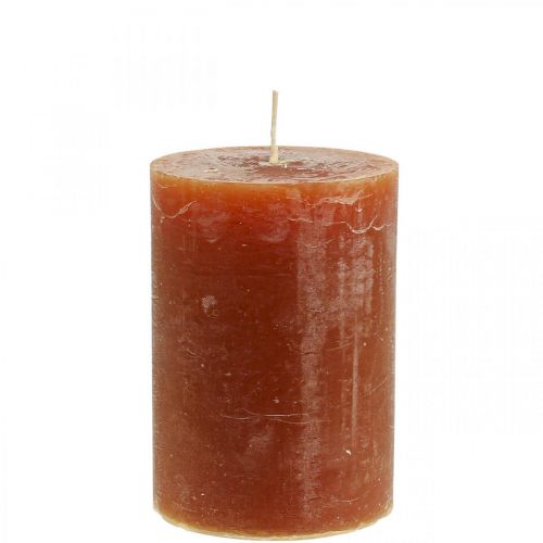 Artículo Velas de color liso velas de pilar rojo-marrón 85×120mm 2 piezas