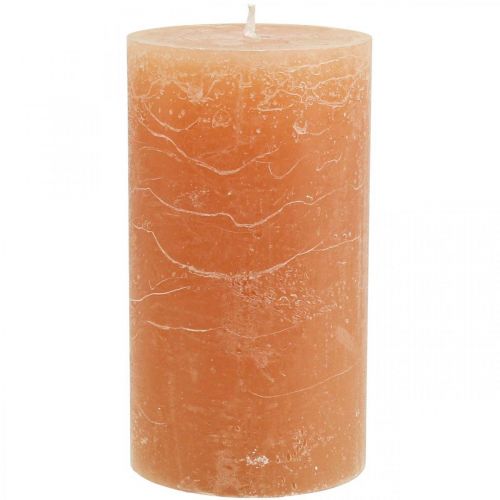 Artículo Velas de color liso Velas de pilar Naranja Melocotón 85×150mm 2ud