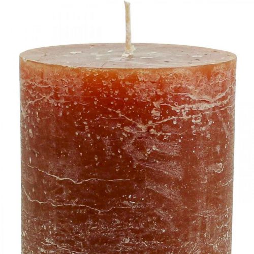 Artículo Velas de color liso velas de pilar rojo-marrón 85×150mm 2 piezas