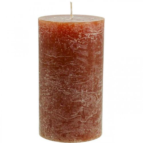 Floristik24 Velas de color liso velas de pilar rojo-marrón 85×150mm 2 piezas