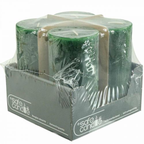 Floristik24 Velas de color liso velas de pilar verde oscuro 70×140mm 4 piezas