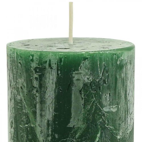Floristik24 Velas de color liso velas de pilar verde oscuro 70×140mm 4 piezas