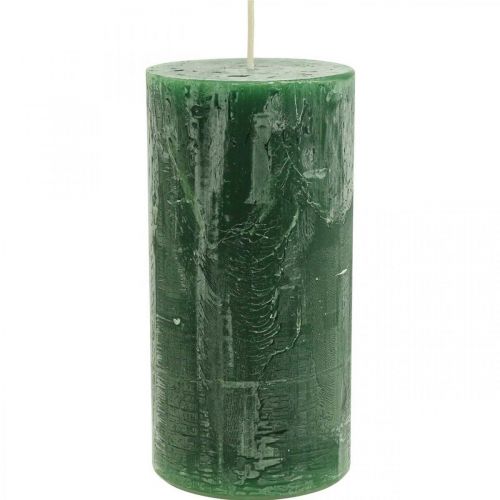 Floristik24 Velas de color liso velas de pilar verde oscuro 70×140mm 4 piezas