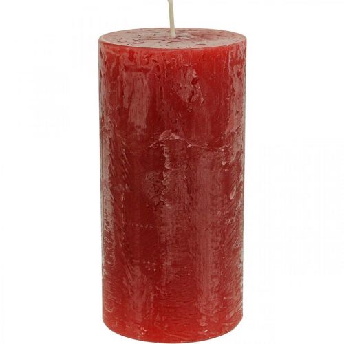 Floristik24 Velas de colores lisos rojo rústico autoextinguibles 70×140mm 4uds