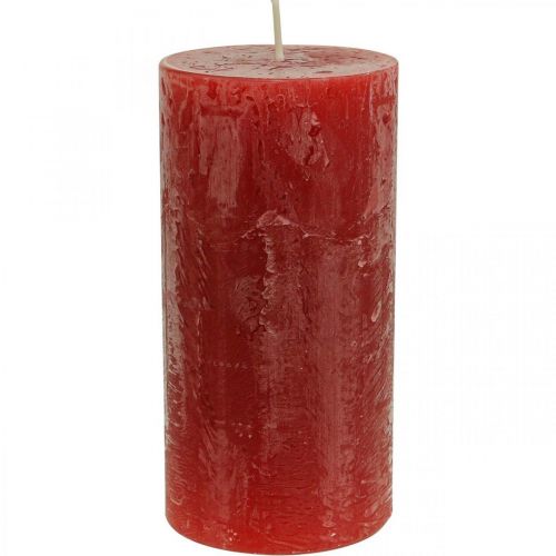 Artículo Velas de colores Roja Rústica autoextinguible 70×140mm 4uds