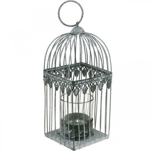 Decoración de velas, jaula de pájaros con cristal candelita, farol de metal, decoración de bodas, farol 22cm