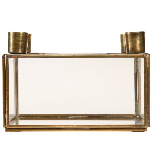 Artículo Portavelas Espejo de Adviento para relleno dorado 15×15×10,5cm