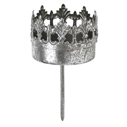 Floristik24 Portavelas plata antigua Ø5cm H10cm 1ud