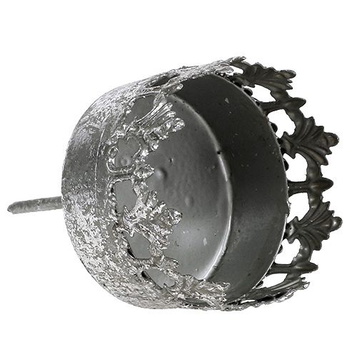 Artículo Portavelas de plata antigua, Ø5cm, H10cm, 4 unidades